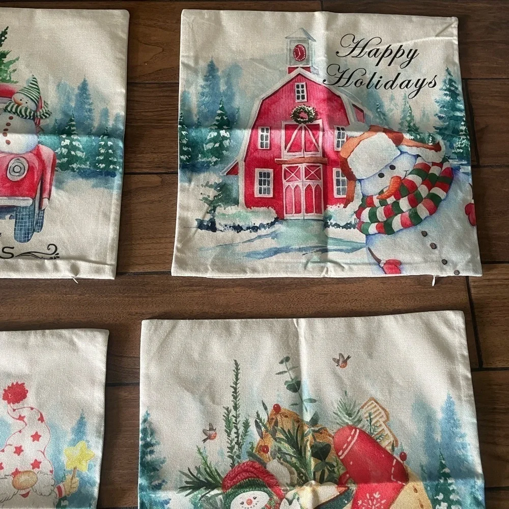MERRY CHRISTMAS holiday pillow cushion covers pack of 4 farmhouse Christmas